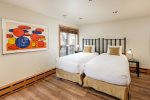 Second bedroom: 2 Twin beds, convertible into King, and a TV